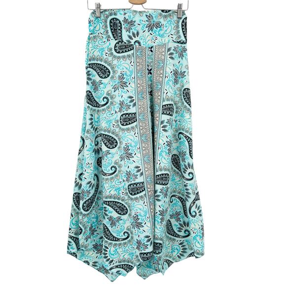 Womens Boho Gypsy Hippie Artsy Silk Blend‎ Paisley Wide Leg Palazzo Pants OS - Picture 1 of 7